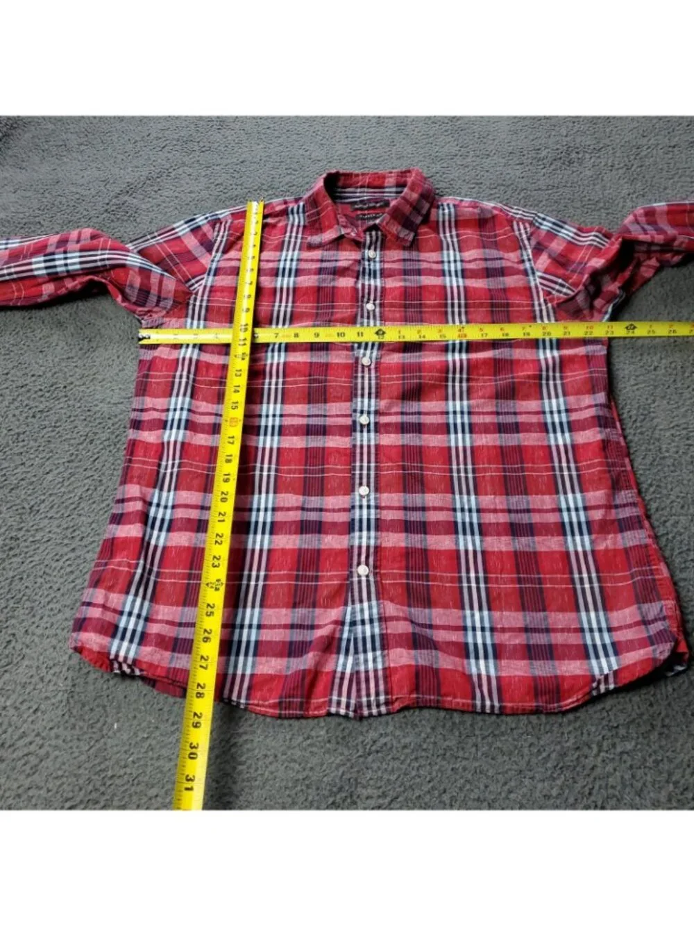 Banana Republic Shirt Mens L Large Red Long Sleeve Camden Fit Plaid Button